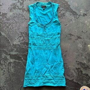 Bebe Blue Fitted Tie Front Tank Top
